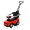 Aosom Kids 3 in 1 Push Car Ride-On Stroller Sliding Walking Toy with Horn Music Light Secure Bar for Boys Girls 1-3 Years Old Red