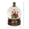 HOMCOM Lighted Christmas Snow Globe with Swirling Glitter, Battery Operated Musical Snow Globe for Holiday, Bronze