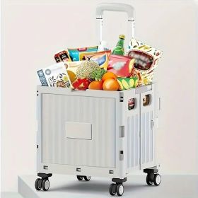 Foldable Utility Wagon Cart Heavy Duty Large Capacity Collapsible Outdoor Camping Trolley Portable Rolling Storage Cart for Beach Garden Grocery