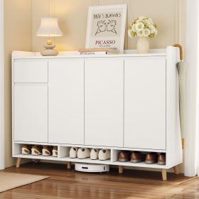 ON-TREND Sleek and Contemporary Shoe Cabinet with Adjustable Shelves, Minimalist Home Organizer with Solid Wood Legs, Storage Sideboard for Entry