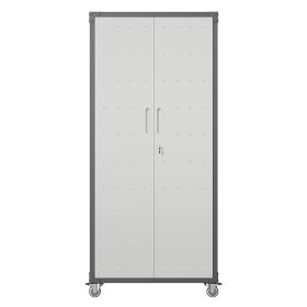 71" Metal Garage Storage Cabinet with Wheels - Heavy-Duty Tool Storage Cabinet for Home, Office, School, and Garage Organization, Black/Gray