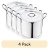 (4 pack)8-Qt Stainless Steel Stock Pot with Metal Lid, Ultra Durable, Stay-Cool Handles, Hand Wash Only