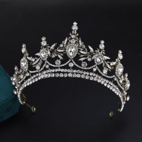 Alloy Electroplate Crowns Korean Style (Color: Antique bronzewhite diamond)