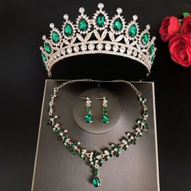 Bridal Crown Three Piece Set (Color: Green)