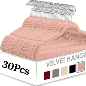 Velvet hanger(30pack) (Color: Light pink)