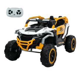 Ride on Models Truck Car 12V Kids Electric Vehicles, Remote Control, Front & Rear Shock Suspension, 2 Seater UTV (Material: Polypropylene, Color: White and Yellow)