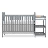 4-in-1 Convertible Baby Crib with Changing Table Combo, Wood Full Size Baby Crib, 4 Adjustable Heights, Non-Toxic Finishes
