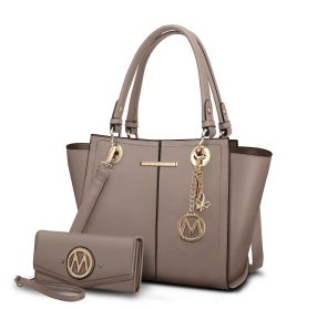 MKF Collection Ivy Vegan Leather Women Tote Bag with wallet by Mia k (Material: Polycarbonate, Color: Taupe)