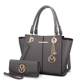 MKF Collection Ivy Vegan Leather Women Tote Bag with wallet by Mia k (Material: Polycarbonate, Color: Charcoal)