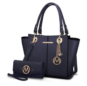 MKF Collection Ivy Vegan Leather Women Tote Bag with wallet by Mia k (Material: Polycarbonate, Color: Navy)