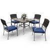 Pamapic Outdoor Dining Sets for 4 with Iron Frame & Rattan Backrest