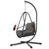Hanging Egg Chair with Stand - Indoor/Outdoor Woven Rattan Swing Chair with Stand - 350lb Capacity