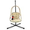 Hanging Egg Chair with Stand - Indoor/Outdoor Woven Rattan Swing Chair with Stand - 350lb Capacity