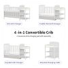 4-in-1 Convertible Baby Crib with Changing Table Combo, Wood Full Size Baby Crib, 4 Adjustable Heights, Non-Toxic Finishes