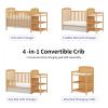4-in-1 Convertible Baby Crib with Changing Table Combo, Wood Full Size Baby Crib, 4 Adjustable Heights, Non-Toxic Finishes