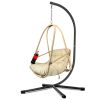 Hanging Egg Chair with Stand - Indoor/Outdoor Woven Rattan Swing Chair with Stand - 350lb Capacity