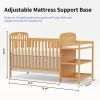 4-in-1 Convertible Baby Crib with Changing Table Combo, Wood Full Size Baby Crib, 4 Adjustable Heights, Non-Toxic Finishes