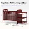 4-in-1 Convertible Baby Crib with Changing Table Combo, Wood Full Size Baby Crib, 4 Adjustable Heights, Non-Toxic Finishes
