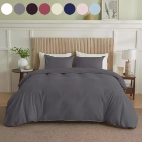 Serta Simply Clean Pleated Duvet Cover Queen (Color: Grey)