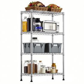1000 lbs Storage Shelving Steel Heavy Duty 4-Tier Utility Shelving Unit Steel Organizer Wire Rack for Home,Kitchen,Office (Color: Chrome)