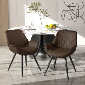 Leather Fabric upholstered Armchair Armchair Living Room Chair Lounge Chair for Home Kitchen Office Cafe (Color: Brown)
