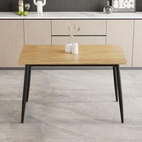 Modern minimalist wood grain tabletop dining table, stylish dining table, kitchen dining table, sturdy and durable, easy to assemble (Color: as Pic)