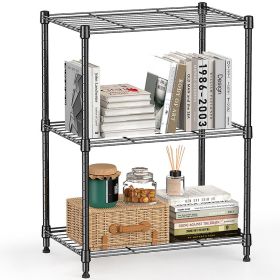450 lbs Wire Storage Shelving 3-Tier Utility Shelving Unit Steel Organizer Wire Rack for Home,Kitchen,Office,Chrome(11.8" D x 17.7" W x 26.3" H) (Color: Grey)