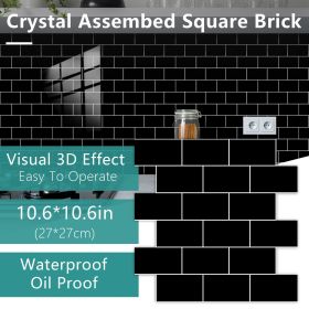 12 Pcs Black Design Glossy Peel And Stick Wall Tile (PCS: 12MZ-5-145)