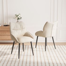 uxury velvet dining chair two-piece set, modern and minimalist design, essential for home and restaurant use, high rebound seat cushion (Color: Beige)