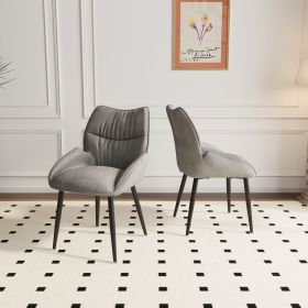 uxury velvet dining chair two-piece set, modern and minimalist design, essential for home and restaurant use, high rebound seat cushion (Color: Gray)