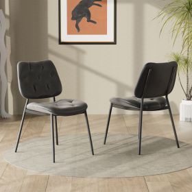 The faux leather modern-style dining chair is suitable for all kinds of environments. Whether it's a dining room, a living room (Color: Black)