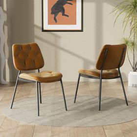 The faux leather modern-style dining chair is suitable for all kinds of environments. Whether it's a dining room, a living room (Color: Brown)