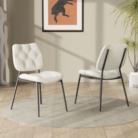 The faux leather modern-style dining chair is suitable for all kinds of environments. Whether it's a dining room, a living room (Color: White)