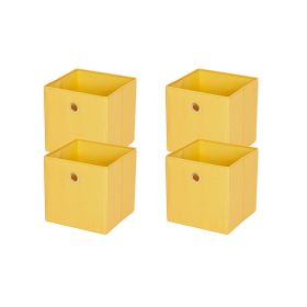 Collapsible Fabric Cube Storage Bins (10.5" x 10.5") 4 Pack (Color: Yellow)